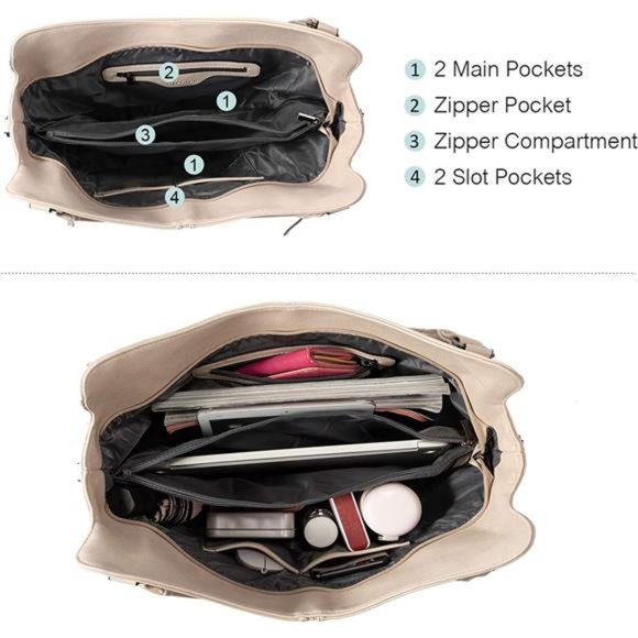 2 Pcs Tote Bag PU Leather Shoulder Bags Fashion Hobo Bags Large Purse Handbags - Picture 4 of 6